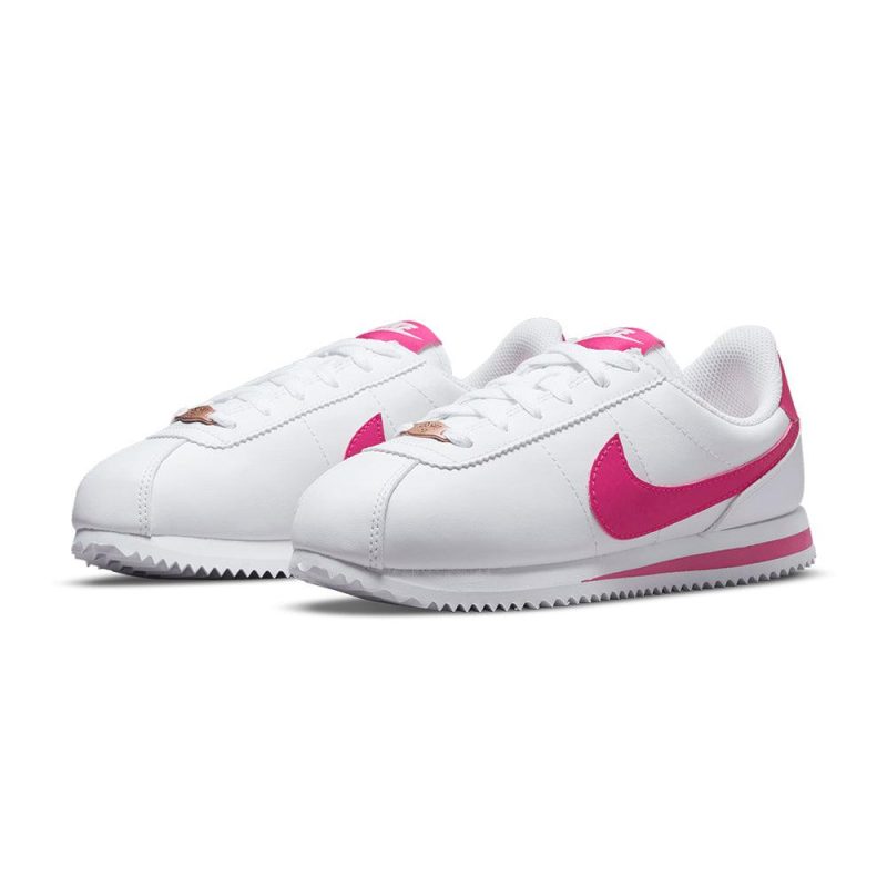 nike cortez basic sl older kids white or pink prime shoes irun singapore 2